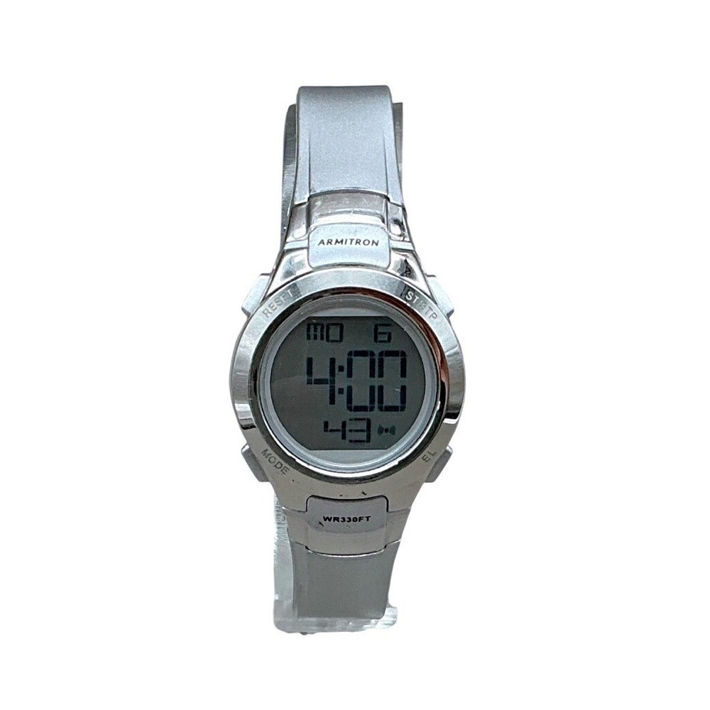 Armitron Watch Womens Silver Tone Digital Pro Sport Water Resistant 330FT WORKS